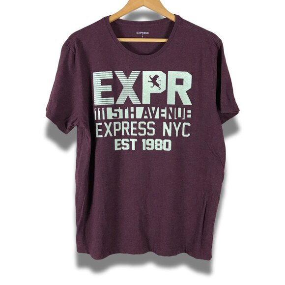 Express Other - Men's EXPRESS Wine Heather Logo T-shirt Size Large